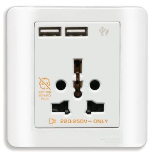 Bỏ SỈ Ổ Cắm Đa Năng Và Sạc USB Đôi Schneider E8442616USB_WE_G19
