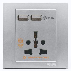 Ổ Cắm Đa Năng Và Sạc USB Đôi Schneider KB42616USB_AS_G19