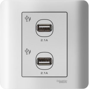 Ổ Sạc USB Đôi Schneider E8432USB_WE_G19