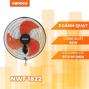Quạt Treo Tường 3 Cánh Nanoco Công Suất Lớn 65W NWF1822