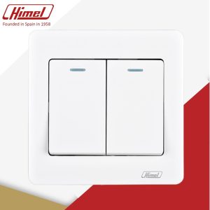 Công Tắc Đèn Đôi 1 Chiều Prime V2 Himel HWDPB2G1W