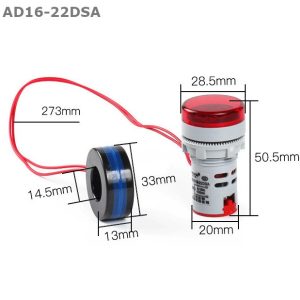 Đèn Báo Pha Lắp Tủ Điện Đo Dòng Điện 100A AD16-22DSA