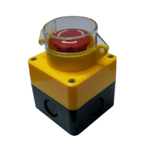 Bộ Hộp Nút Nhấn 1 Lỗ Vàng Button Reset 72x78x100mm BY1-RS1DZD