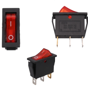 Công Tắc Bập Bênh Chữ Nhật 3 Chân Có Đèn 16A 250VAC KCD3-3Pin
