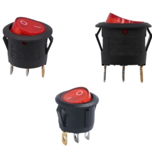 Công Tắc Bập Bênh Tròn 3 Chân Có Đèn 10A-250VAC KCD1-3Pin