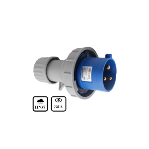 Phích Cắm Điện Công Nghiệp Minjin 2P+E 32A 250V IP67 MJ-0232