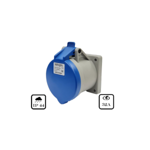 Ổ Cắm Điện Công Nghiệp Gắn Âm Minjin 32A 3P 250V IP44 MJ-323