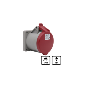 Ổ Cắm Điện Công Nghiệp Gắn Âm Minjin 32A 4P 415V IP44 MJ-324